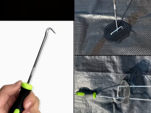 Daudzfunkcionāls instruments ar āķi – dārza mietiņu izvilcējs, ravētājs un citiem darbiem