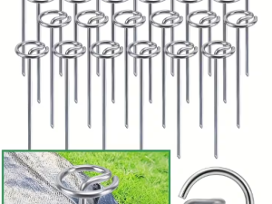 Metāla stiprinājuma mietiņi ar gredzenu (agroplēvei, audumam, tīklam), 10 gab