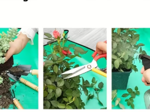 Dārza darbu paklājs augu pārstādīšanai, apgriešanai, laistīšanai u.c.