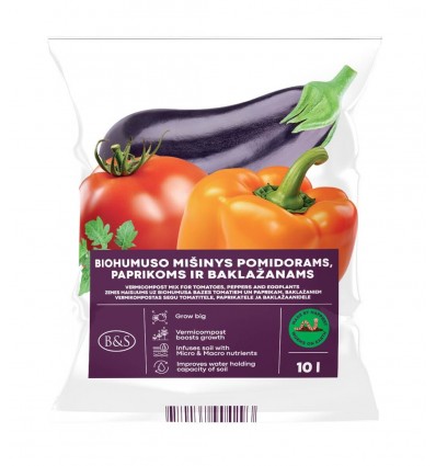AUGSNES MAISĪJUMS UZ BIOHUMUSA BĀZES TOMĀTIEM, PAPRIKĀM UN BAKLAŽĀNIEM 10 L.